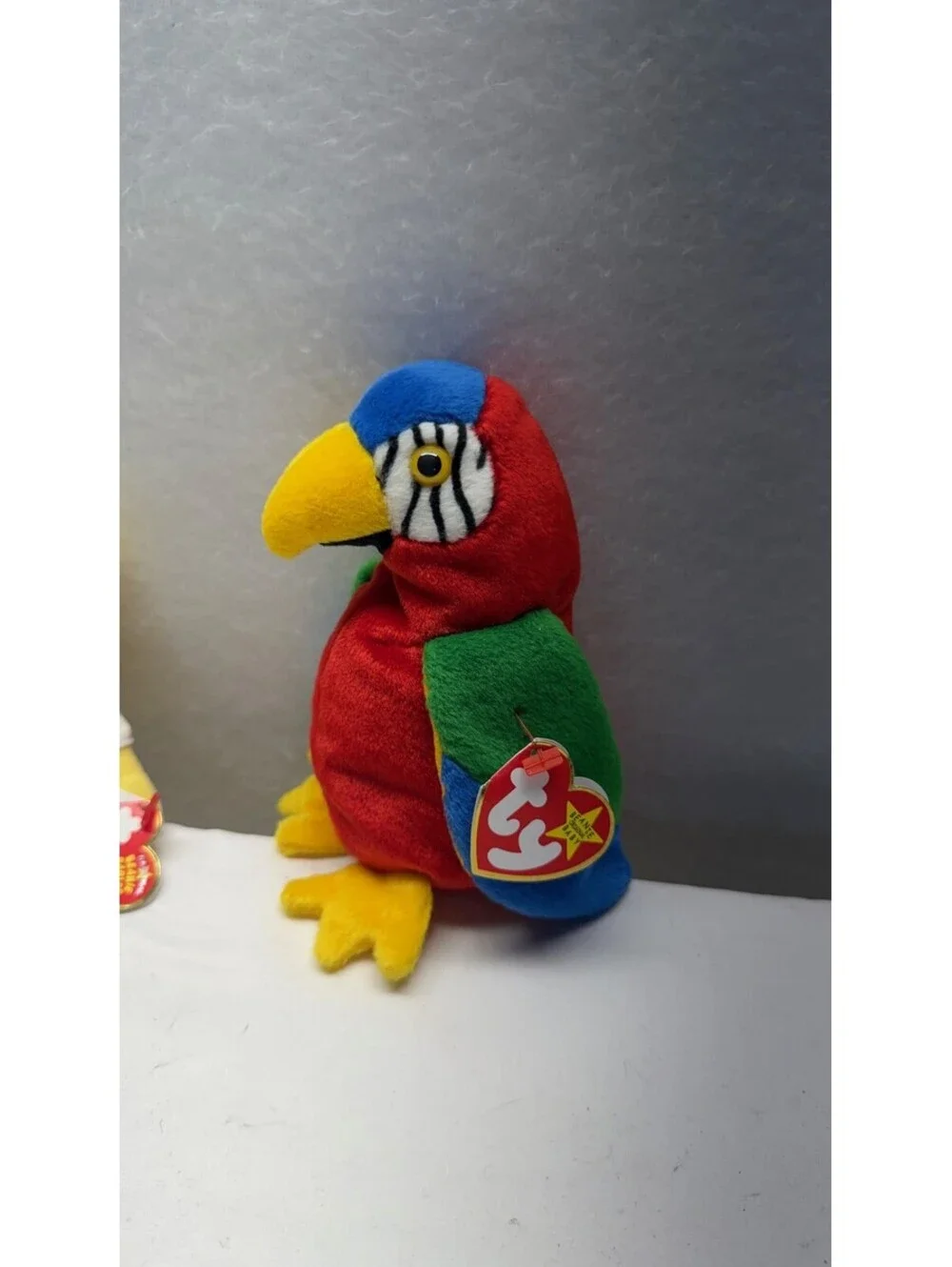 Lot of 2 Ty Beanie Babies: SpongeBob SquarePants & Jabber Parrot Plush Toys